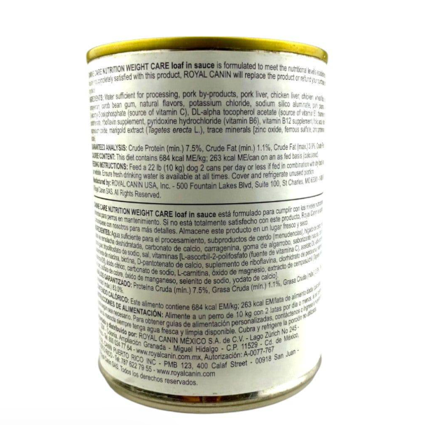 Lata Royal Canin Weight Care All Sizes in Loaf 385g - 1 pzs